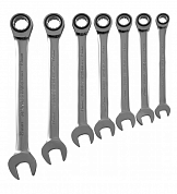 Набор ключей гаечных комбинированных трещоточных на держателе, 10-19 мм, 7 предметов W45107S